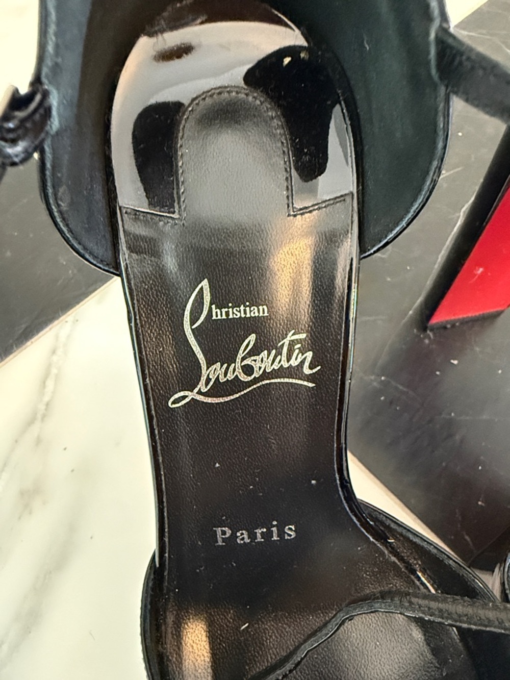 Christian Louboutin Sandaloo Black Patent Platform Sandals with Red Sole - Picture 2 of 6